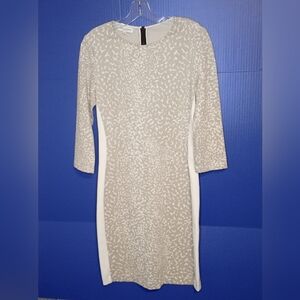 NARCISO RODRIGUEZ Designer Bodycon  Animal Print Dress  Beige White New Sz 44/8